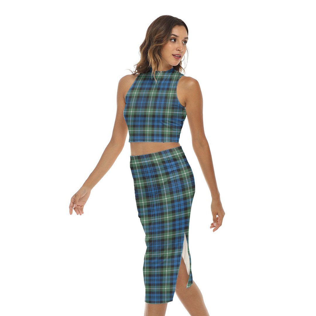 Lamont Ancient Tartan Plaid Tank Top & Split High Skirt Set