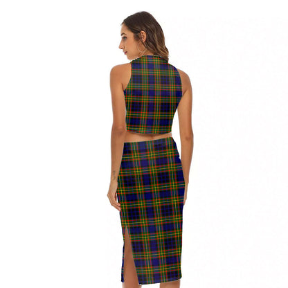 Clelland Modern Tartan Plaid Tank Top & Split High Skirt Set