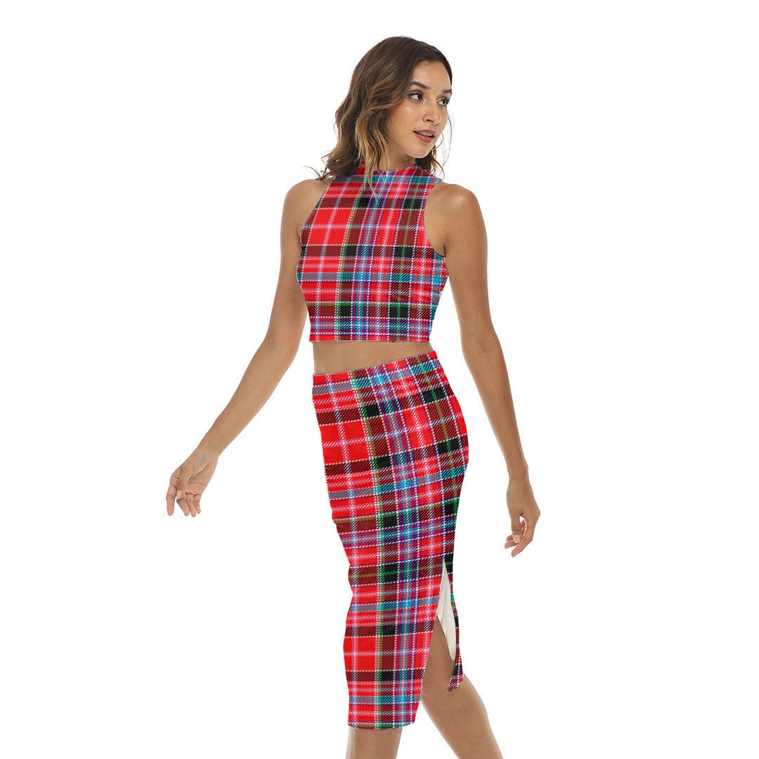 Aberdeen District Tartan Plaid Tank Top & Split High Skirt Set