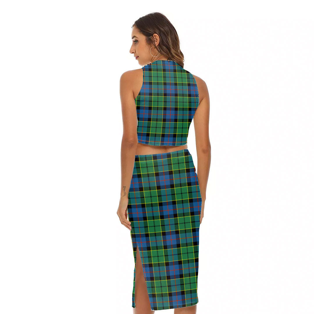 Forsyth Ancient Tartan Plaid Tank Top & Split High Skirt Set