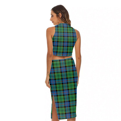 Forsyth Ancient Tartan Plaid Tank Top & Split High Skirt Set