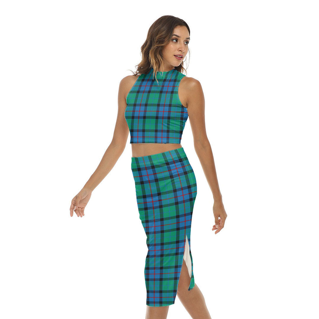 Flower Of Scotland Tartan Plaid Tank Top & Split High Skirt Set