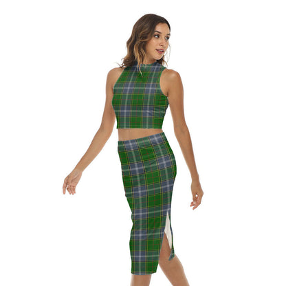 Pringle Tartan Plaid Tank Top & Split High Skirt Set