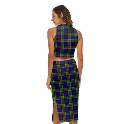 Colquhoun Modern Tartan Plaid Tank Top & Split High Skirt Set