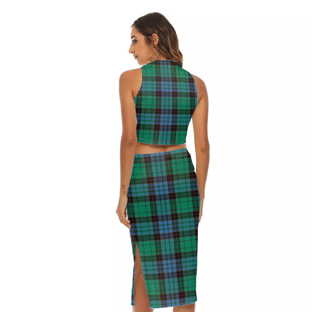 Stewart Old Ancient Tartan Plaid Tank Top & Split High Skirt Set