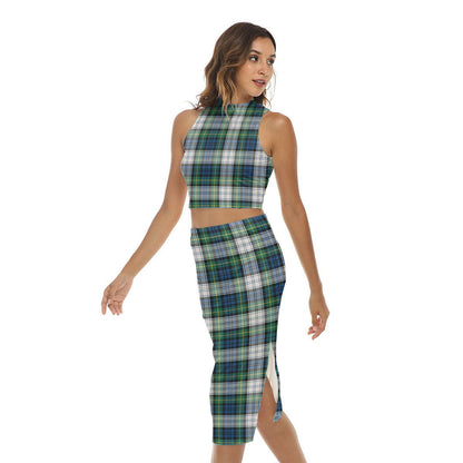 Gordon Dress Ancient Tartan Plaid Tank Top & Split High Skirt Set