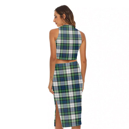 Gordon Dress Ancient Tartan Plaid Tank Top & Split High Skirt Set