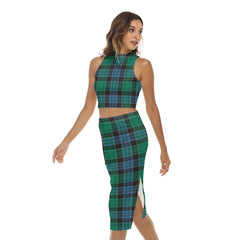 Stewart Old Ancient Tartan Plaid Tank Top & Split High Skirt Set