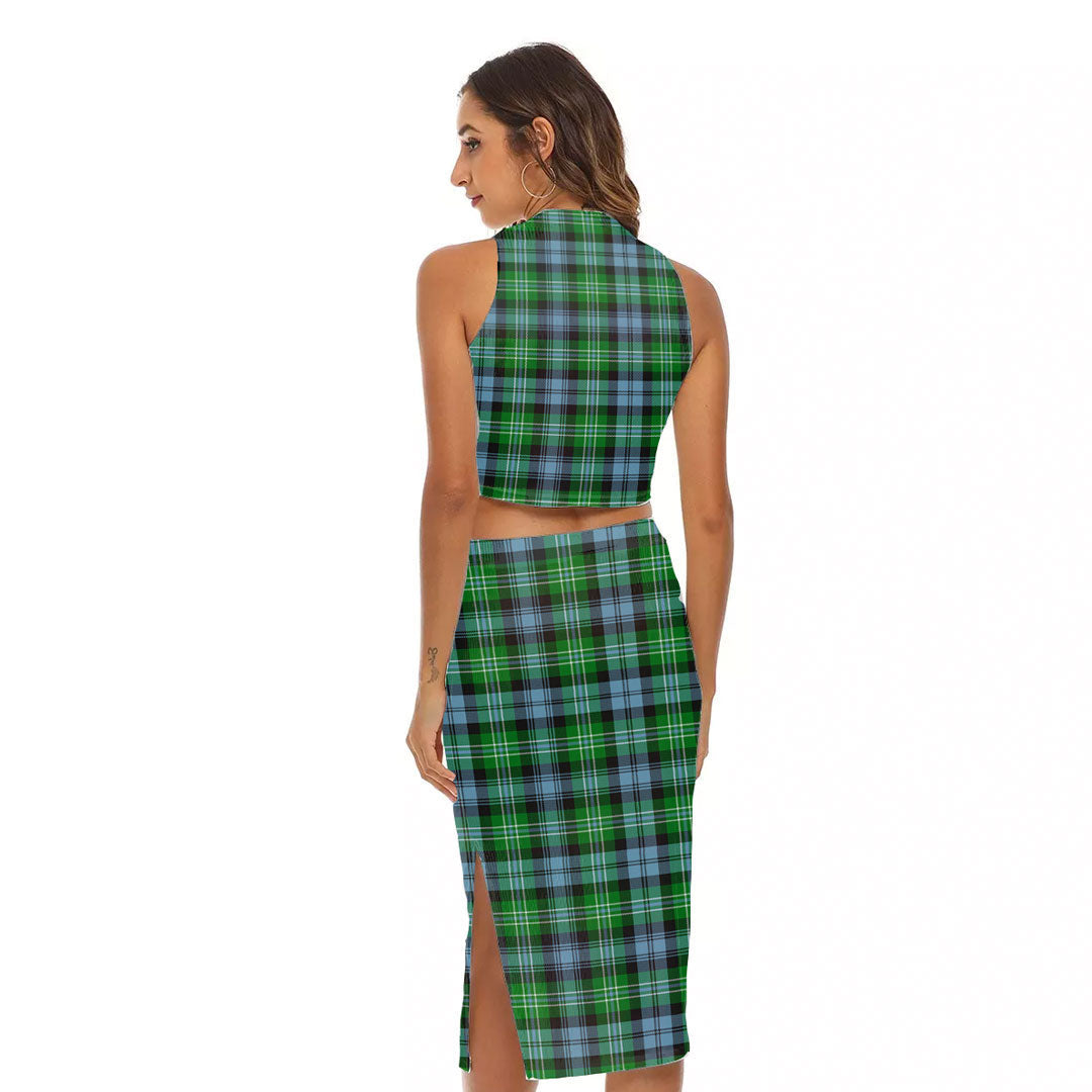 Arbuthnot Ancient Tartan Plaid Tank Top & Split High Skirt Set