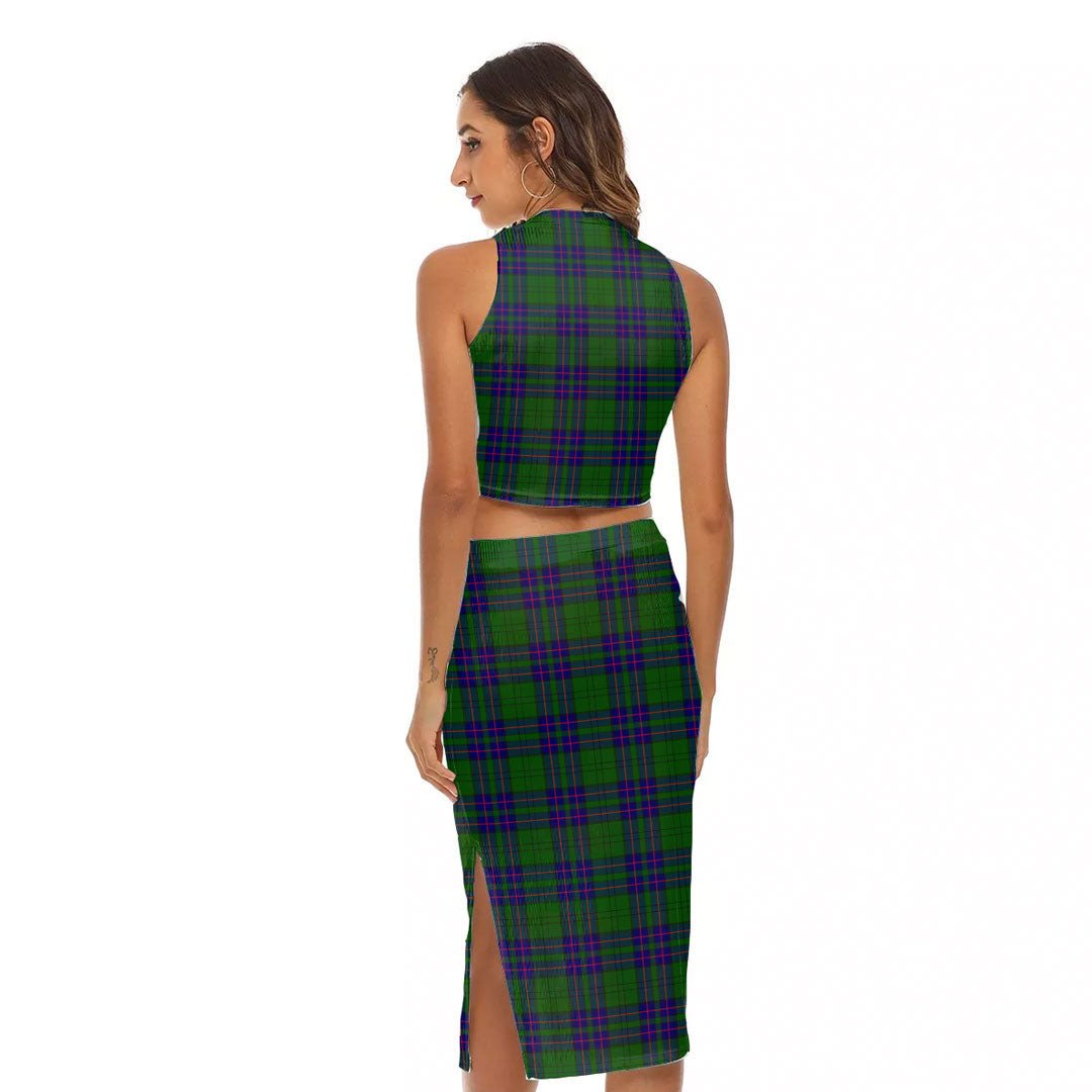 Lockhart Modern Tartan Plaid Tank Top & Split High Skirt Set