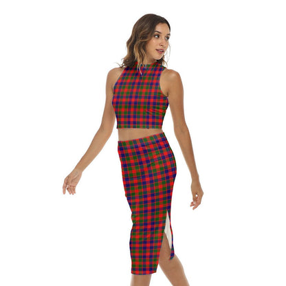 Gow Modern Tartan Plaid Tank Top & Split High Skirt Set