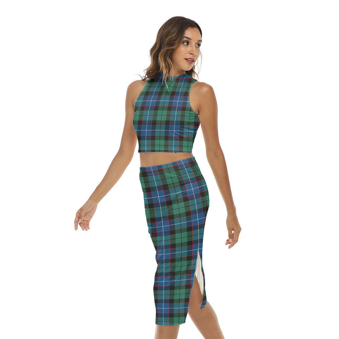 Hunter Ancient Tartan Plaid Tank Top & Split High Skirt Set