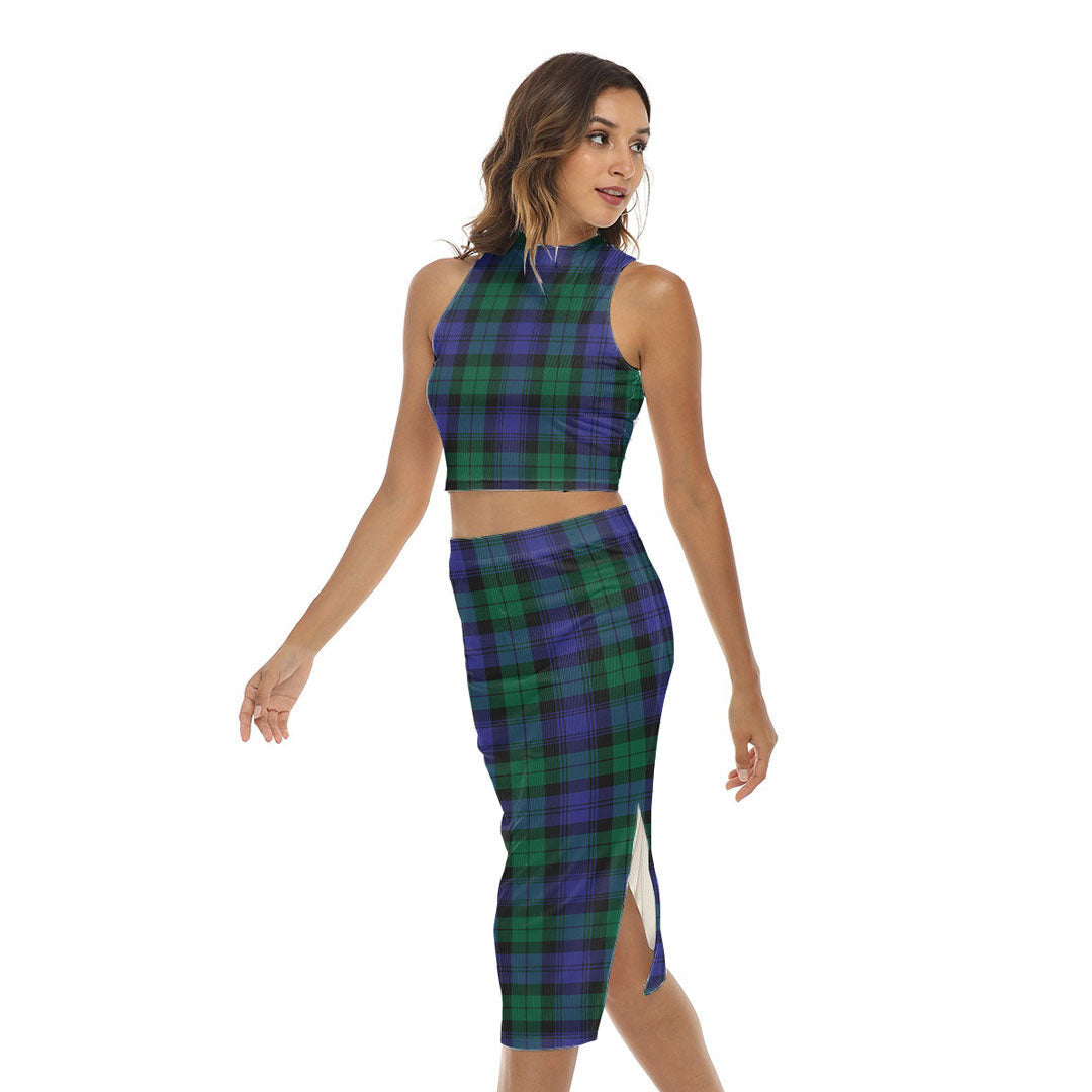 Blackwatch Modern Tartan Plaid Tank Top & Split High Skirt Set