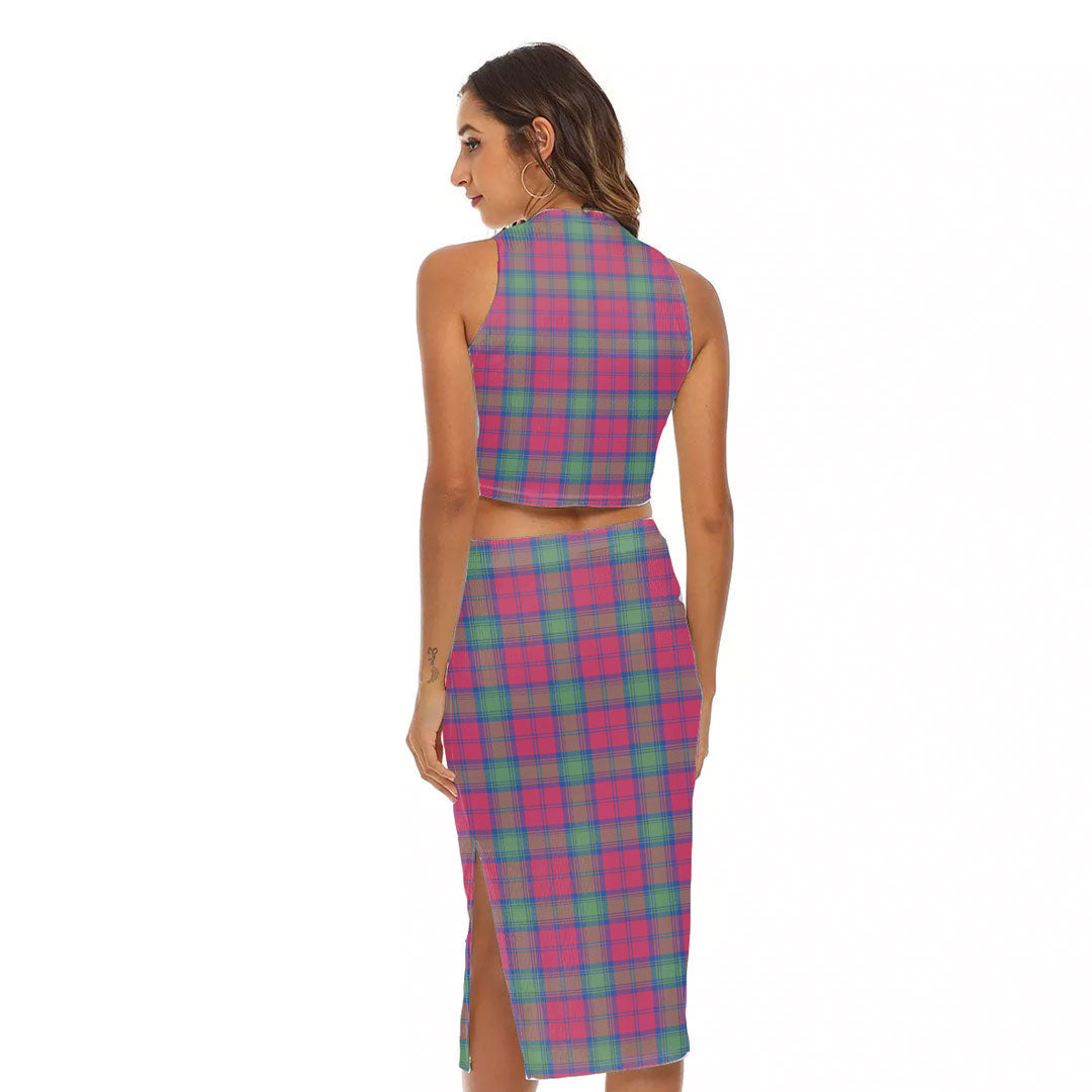 Lindsay Ancient Tartan Plaid Tank Top & Split High Skirt Set