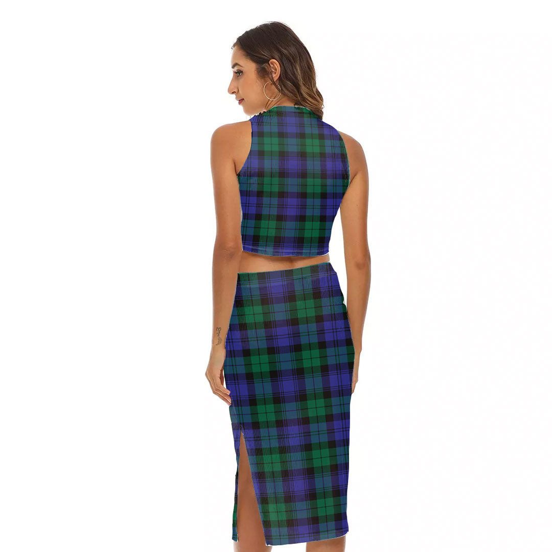 Blackwatch Modern Tartan Plaid Tank Top & Split High Skirt Set