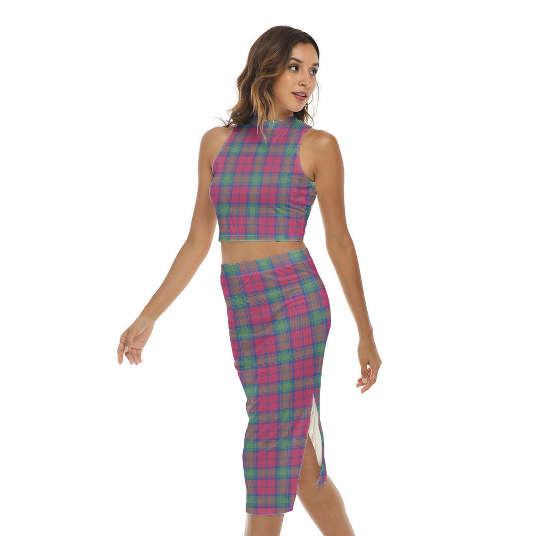 Lindsay Ancient Tartan Plaid Tank Top & Split High Skirt Set