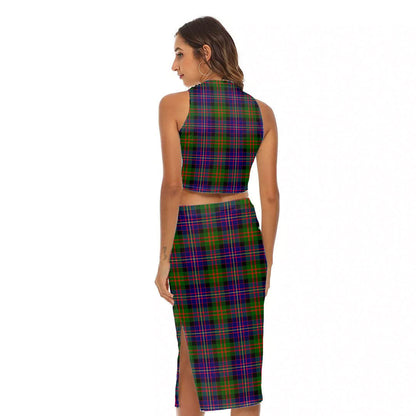 Cameron of Erracht Modern Tartan Plaid Tank Top & Split High Skirt Set