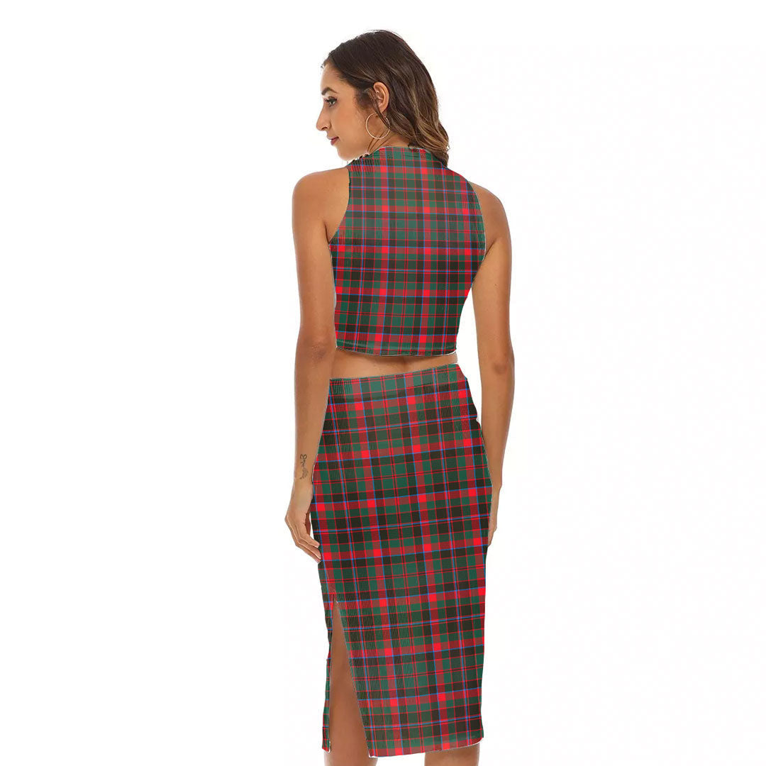 Cumming Hunting Modern Tartan Plaid Tank Top & Split High Skirt Set