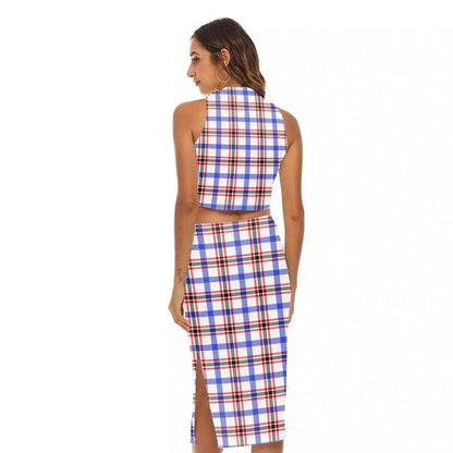 Boswell Modern Tartan Plaid Tank Top & Split High Skirt Set