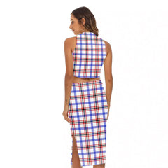 Boswell Modern Tartan Plaid Tank Top & Split High Skirt Set