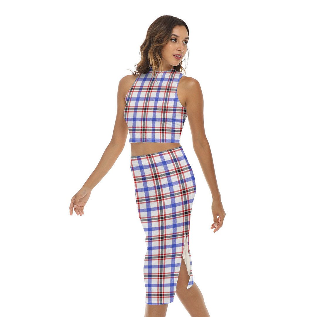 Boswell Modern Tartan Plaid Tank Top & Split High Skirt Set