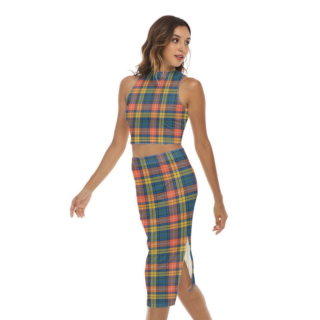 Buchanan Ancient Tartan Plaid Tank Top & Split High Skirt Set