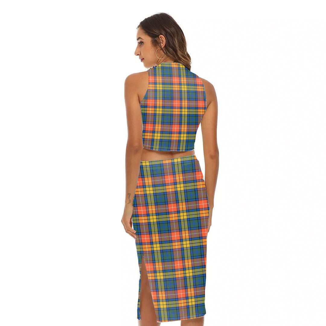 Buchanan Ancient Tartan Plaid Tank Top & Split High Skirt Set