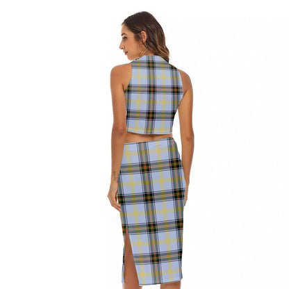 Bell of the Borders Tartan Plaid Tank Top & Split High Skirt Set