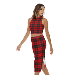 Ettrick District Tartan Plaid Tank Top & Split High Skirt Set