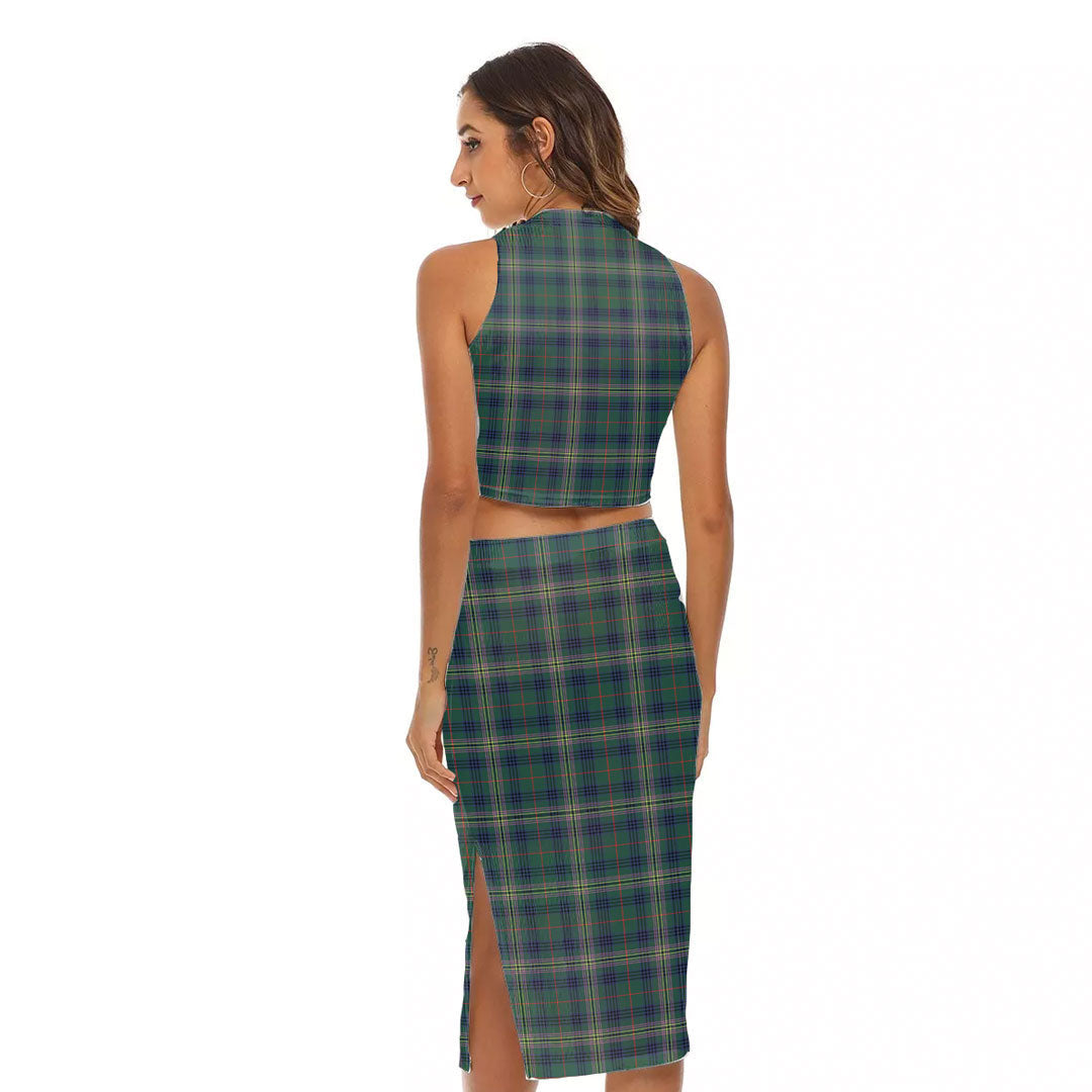 Kennedy Modern Tartan Plaid Tank Top & Split High Skirt Set