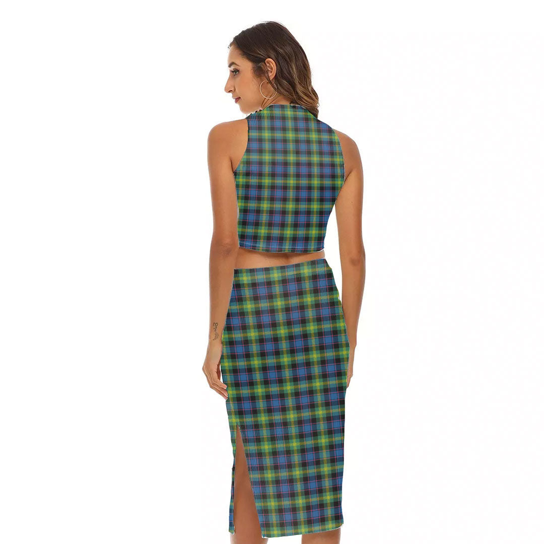 Watson Ancient Tartan Plaid Tank Top & Split High Skirt Set