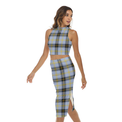 Bell of the Borders Tartan Plaid Tank Top & Split High Skirt Set