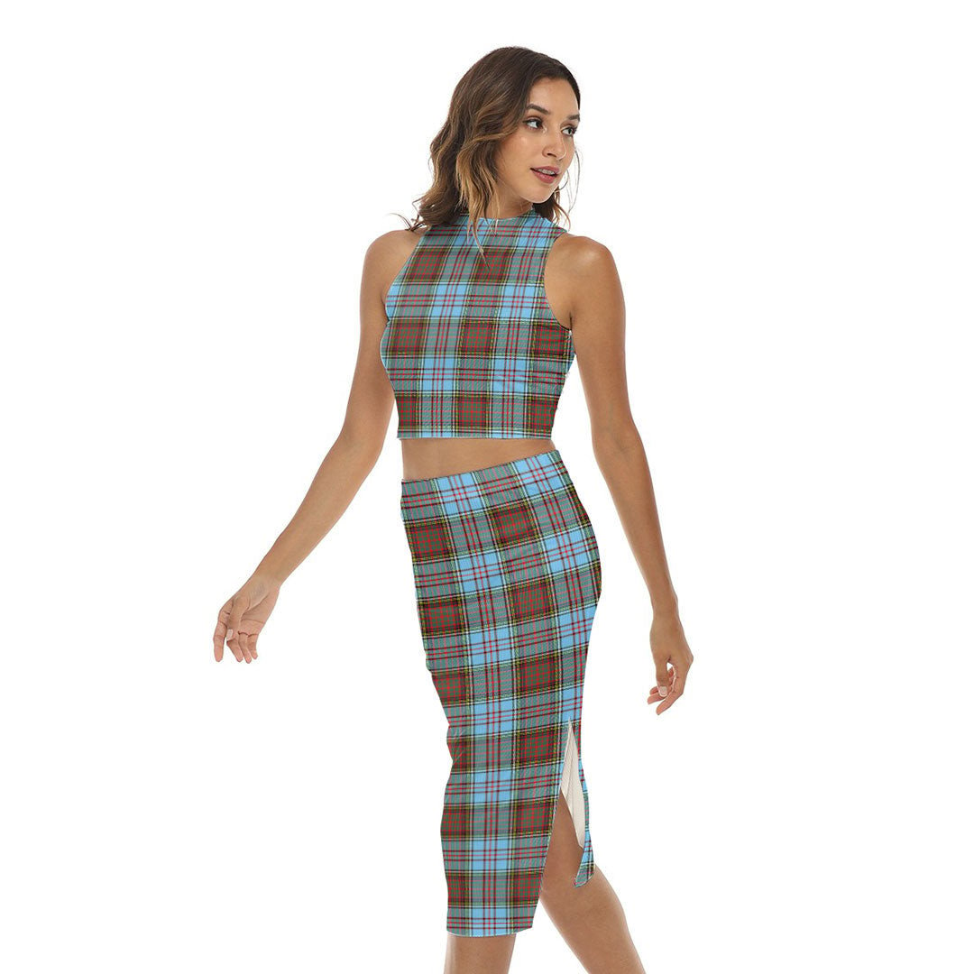 Anderson Ancient Tartan Plaid Tank Top & Split High Skirt Set