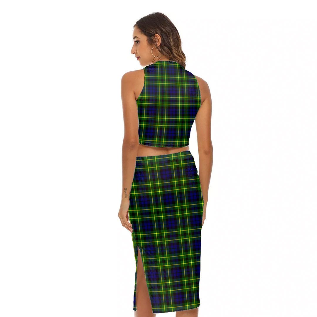 Campbell of Breadalbane Modern Tartan Plaid Tank Top & Split High Skirt Set