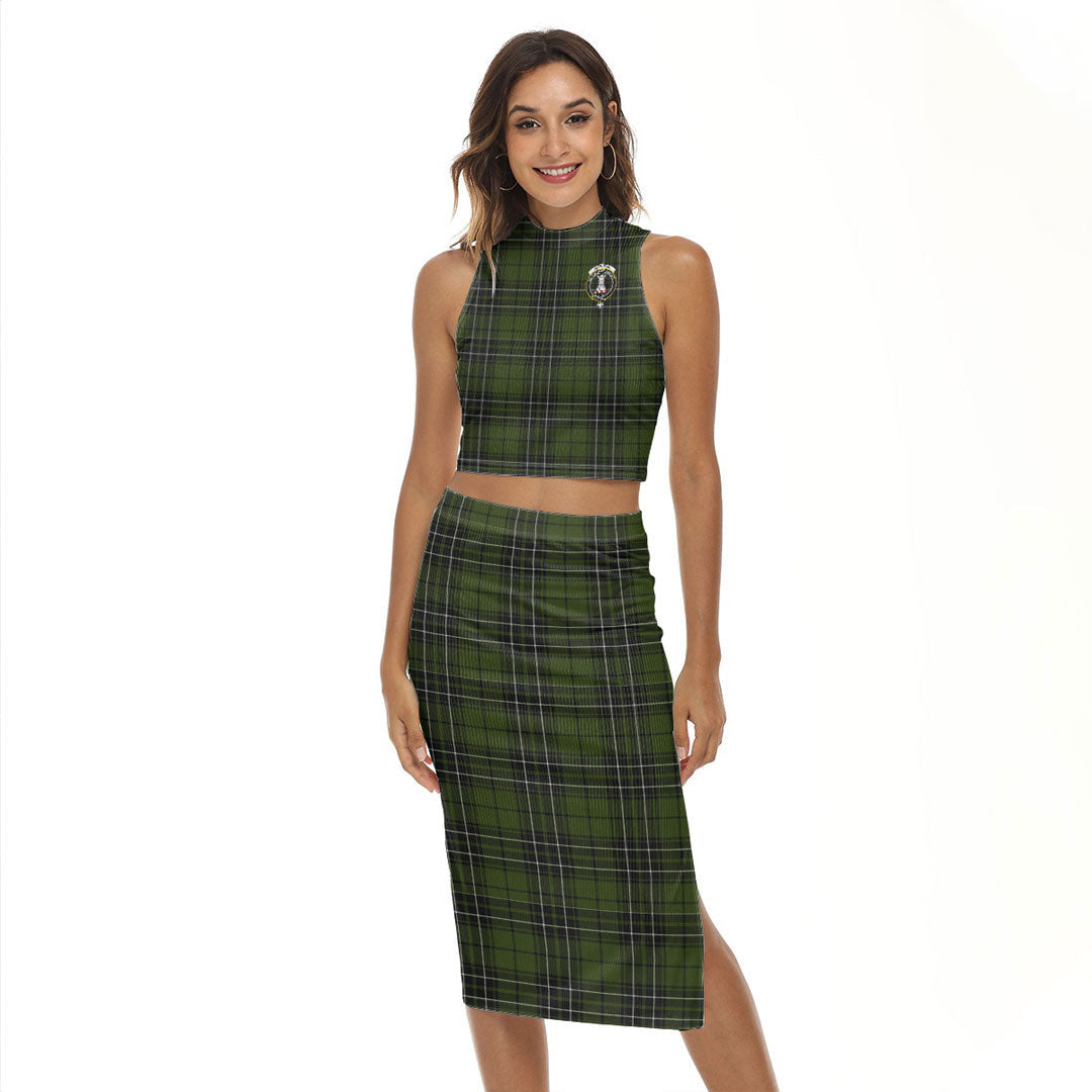 MacLean Hunting Tartan Crest Tank Top & Split High Skirt Set