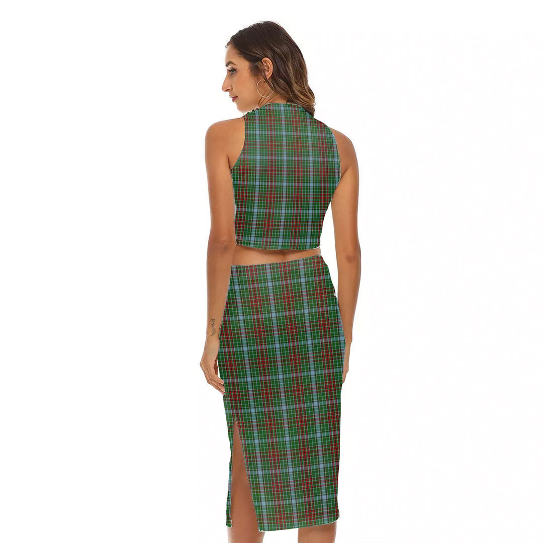 Gayre Tartan Crest Tank Top & Split High Skirt Set