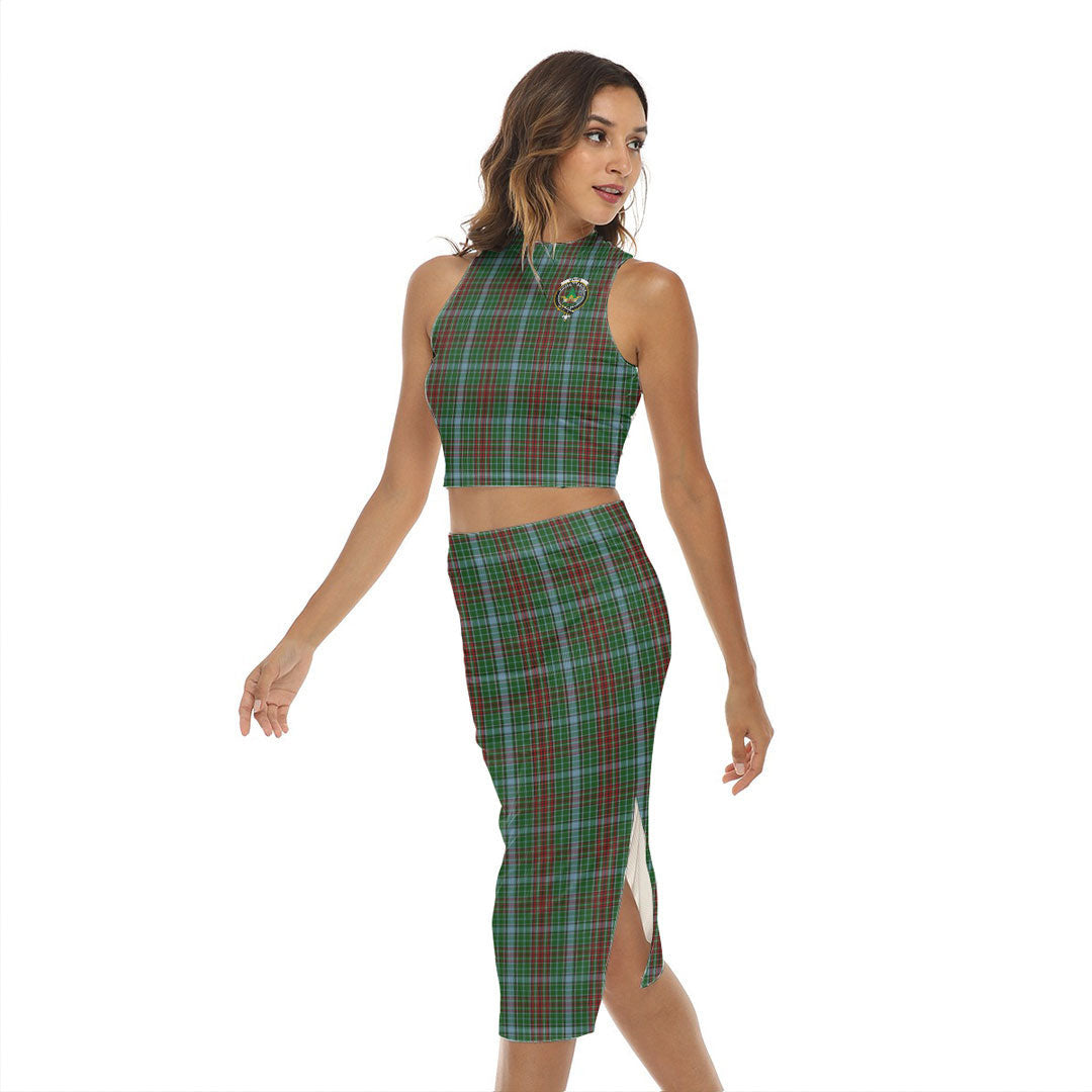 Gayre Tartan Crest Tank Top & Split High Skirt Set
