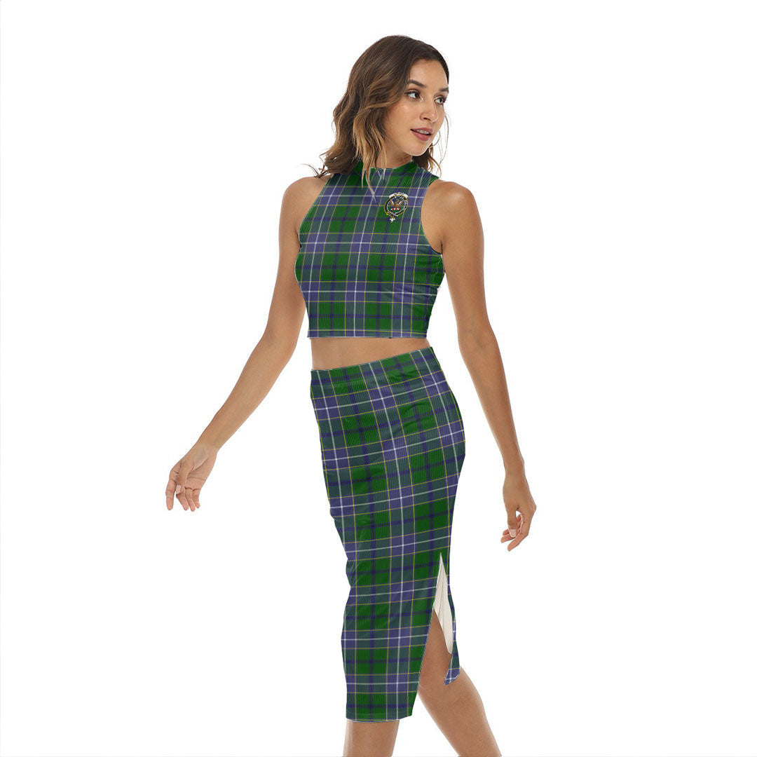 Wishart Hunting Modern Tartan Crest Tank Top & Split High Skirt Set