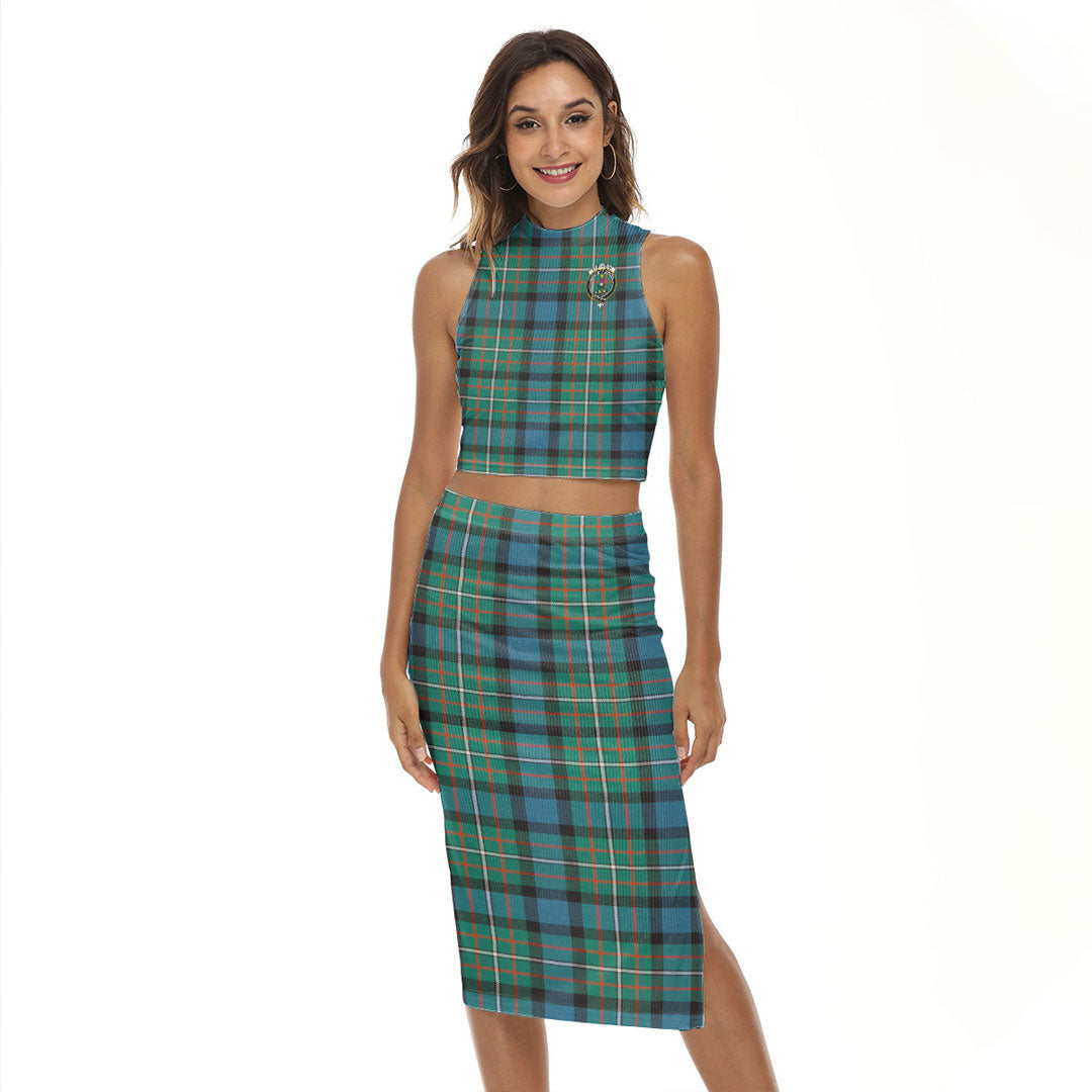 FERGUSON ANCIENT Tartan Crest Tank Top & Split High Skirt Set