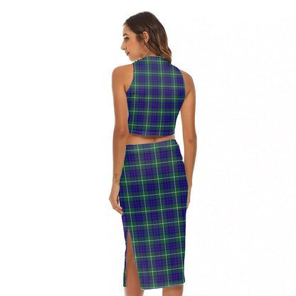 Hamilton Hunting Modern Tartan Crest Tank Top & Split High Skirt Set