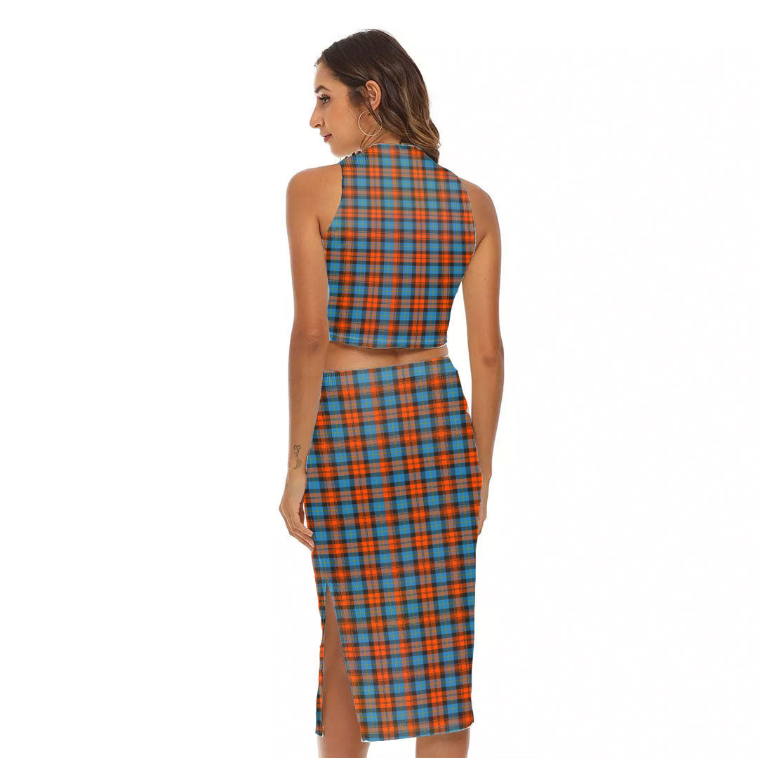 MacLachlan Ancient Tartan Crest Tank Top & Split High Skirt Set