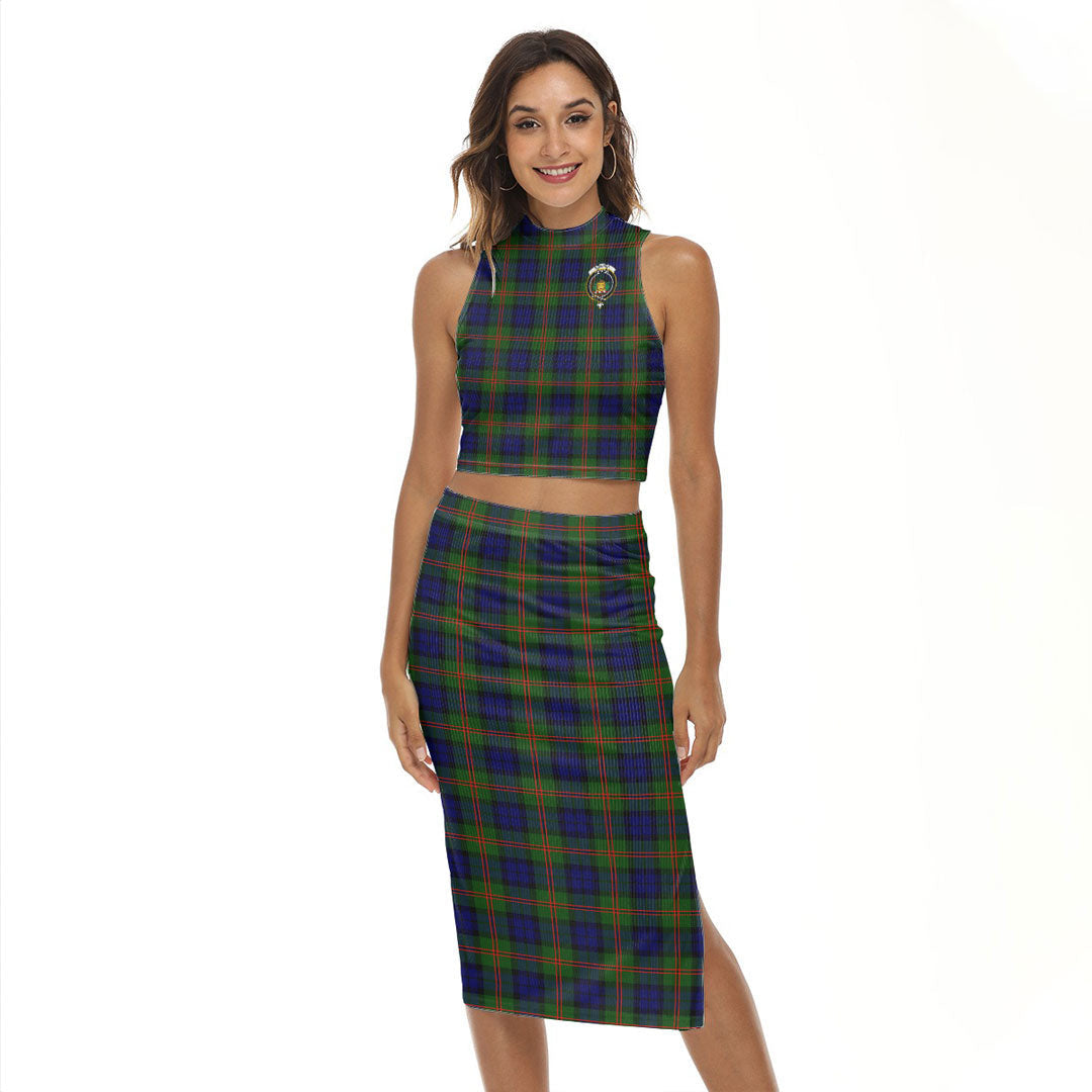 Dundas Modern 02 Tartan Crest Tank Top & Split High Skirt Set