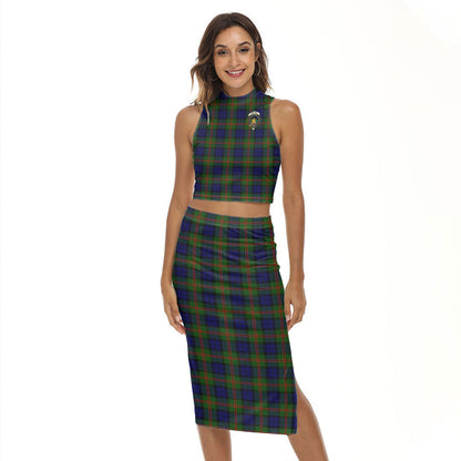 Dundas Modern 02 Tartan Crest Tank Top & Split High Skirt Set