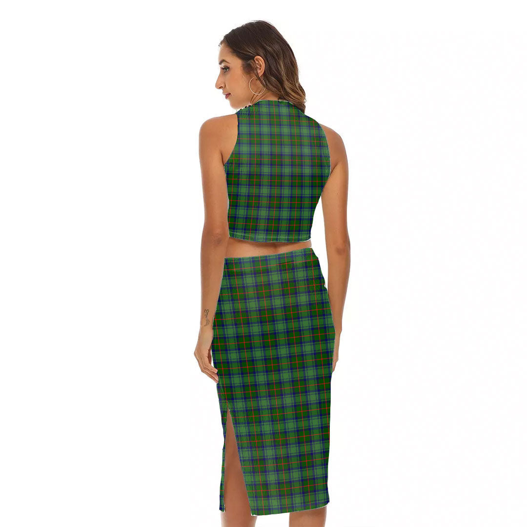 Cranstoun Tartan Crest Tank Top & Split High Skirt Set