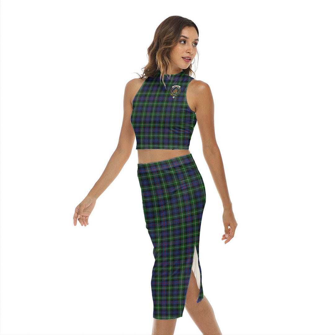 MacKenzie Modern Tartan Crest Tank Top & Split High Skirt Set