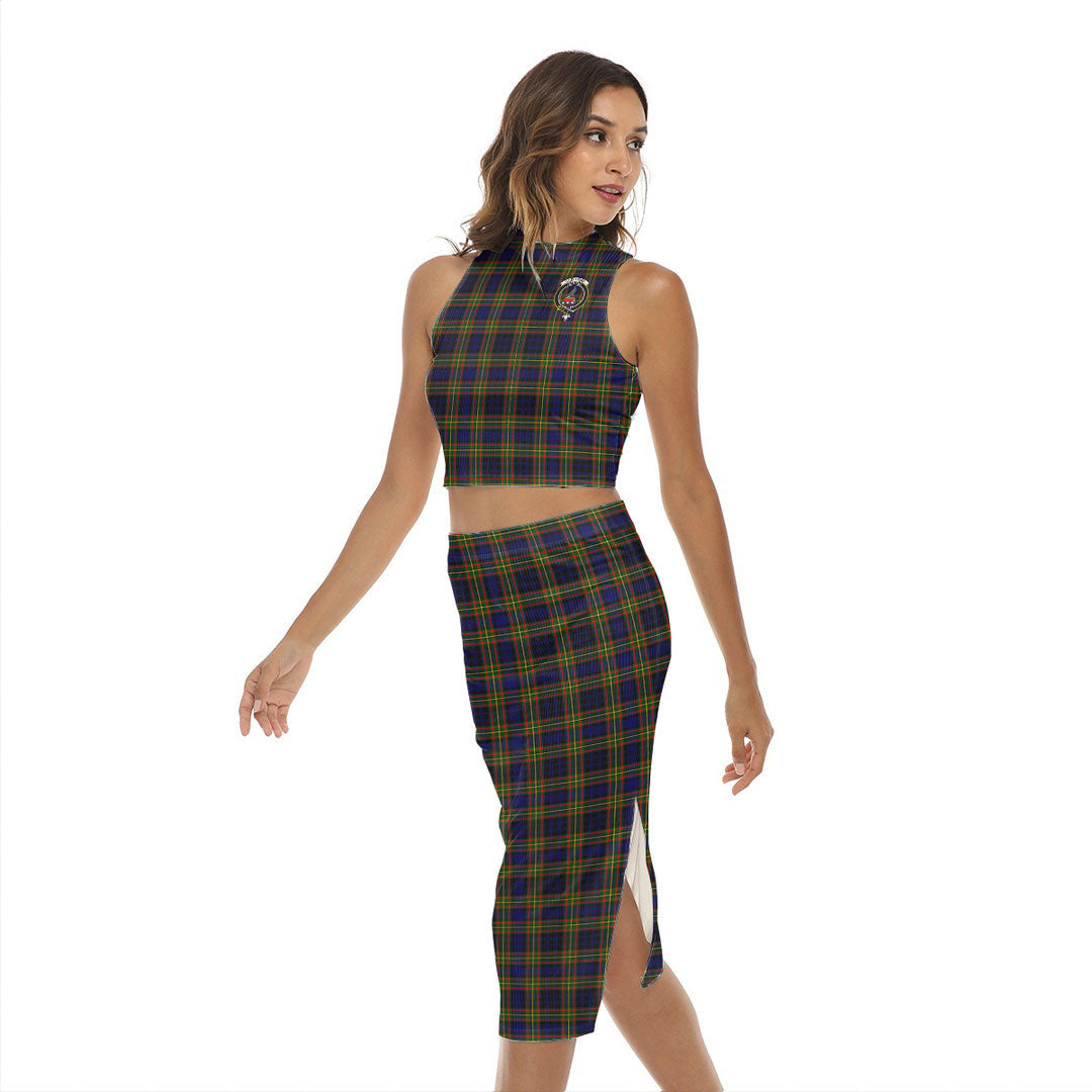 Clelland Modern Tartan Crest Tank Top & Split High Skirt Set