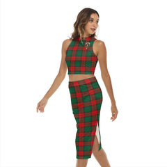 Stewart Atholl Modern Tartan Crest Tank Top & Split High Skirt Set