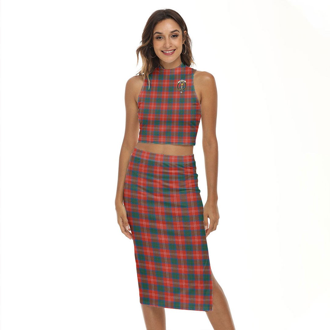 Chisholm Ancient Tartan Crest Tank Top & Split High Skirt Set