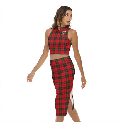 Wallace Weathered Tartan Crest Tank Top & Split High Skirt Set