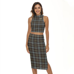 Stewart Old Weathered Tartan Crest Tank Top & Split High Skirt Set